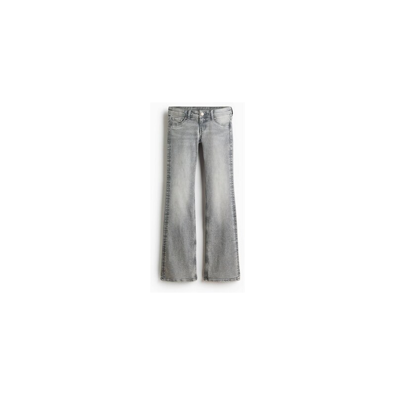 H&M - Flared Ultra Low Waist Jeans - Světle Šedý Denim
