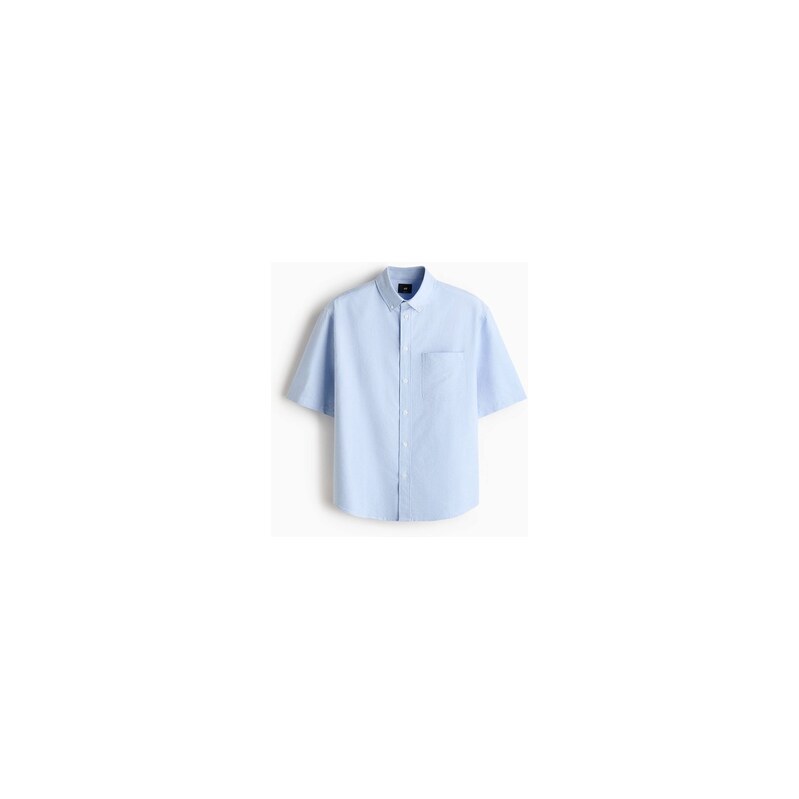 H&M - Košile oxford Relaxed Fits krátkým rukávem - Bleděmodrá