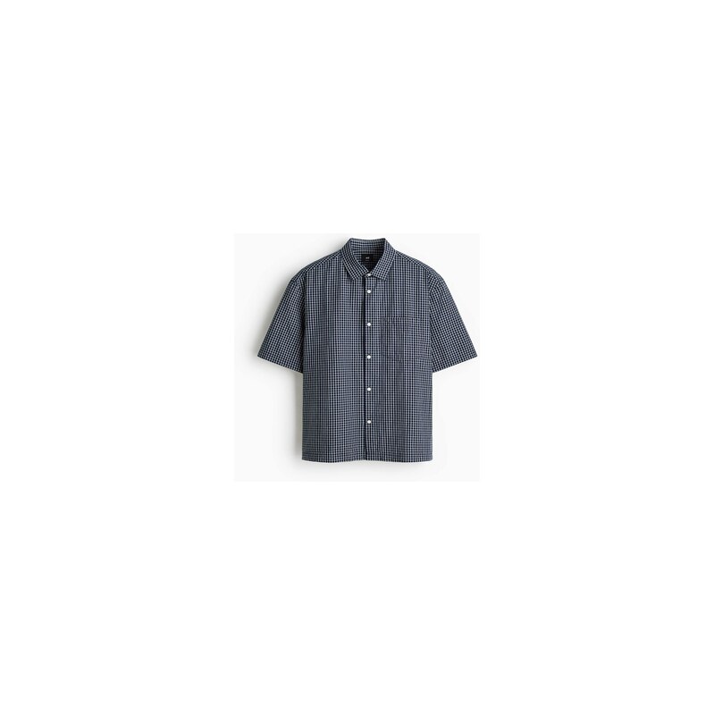 H&M - Bavlněná košile Relaxed Fit - Námořnická Modř/Kostka