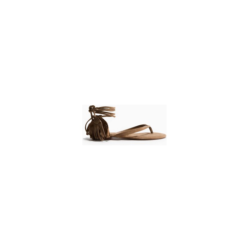 H&M - Semišové sandálys třásněmi - Béžová