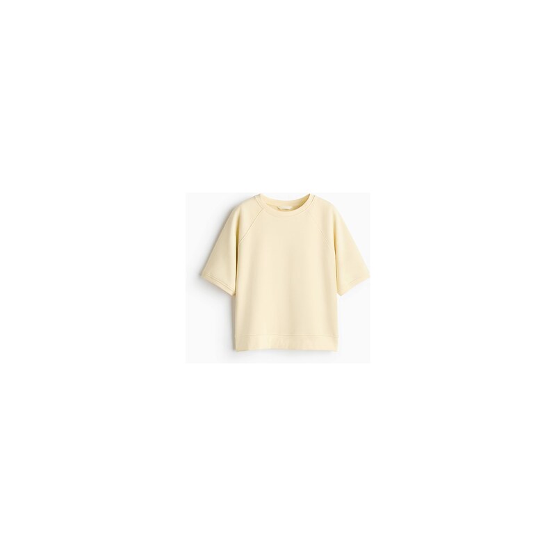 H&M - Top z teplákovinys krátkými rukávy - Světle Žlutá