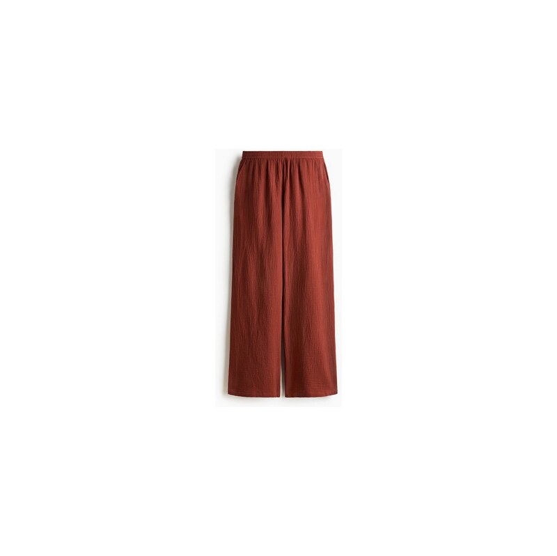 H&M - Rovné mušelínové kalhoty - Rezavě Červená