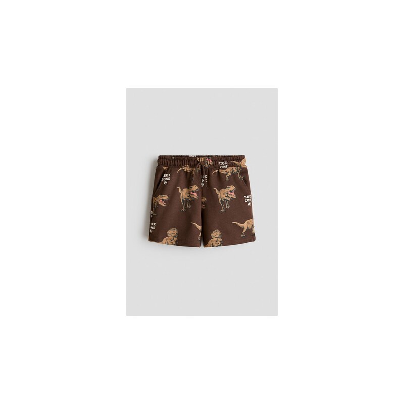 H&M - Teplákové šortkys potiskem - Tmavě Hnědá/Jurassic World