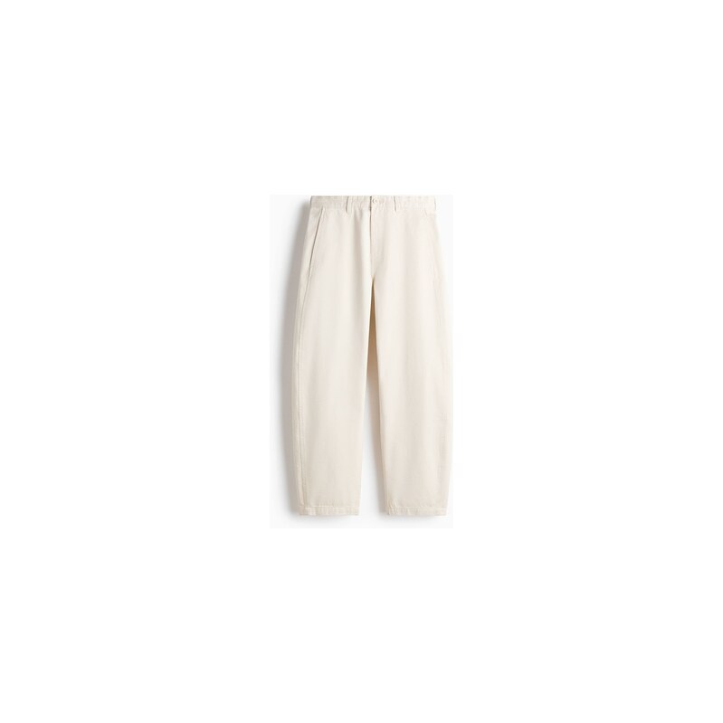 H&M - Soudkovité kalhoty chino Relaxed Fit - Krémová