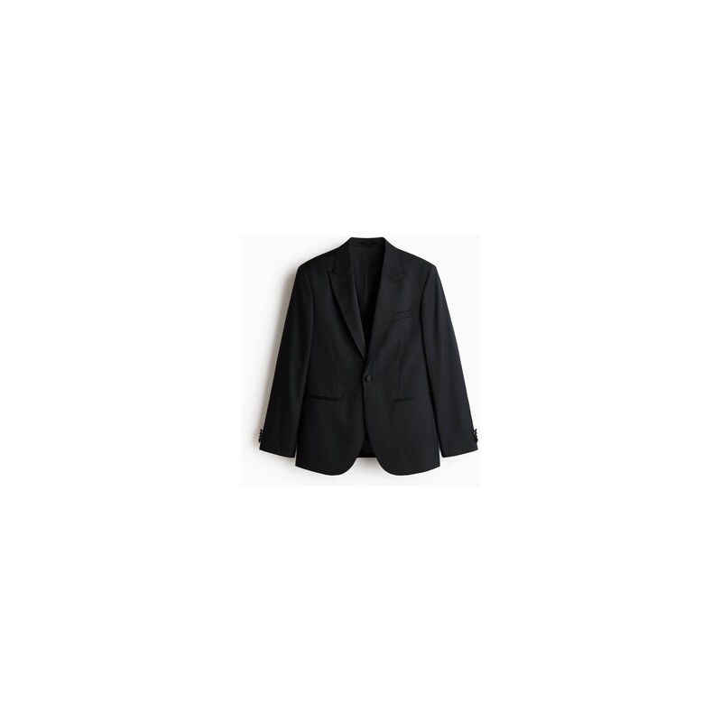 H&M - Smokingové sako z vlněné směsi Regular Fit - Černá
