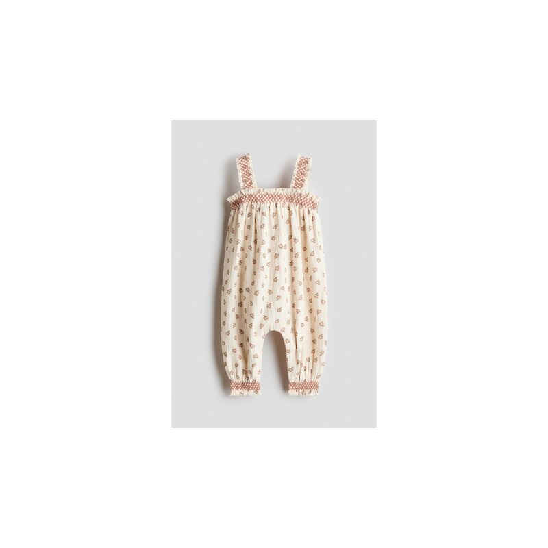 H&M - Vzorovaný bavlněný overal - Krémová/Květiny