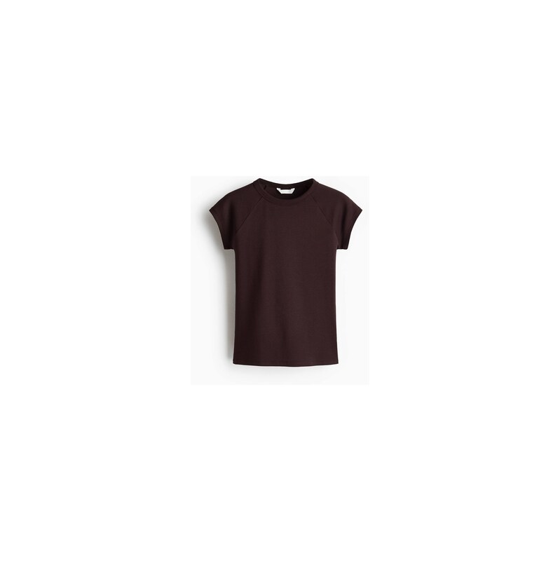 H&M - Tričkos raglánovým rukávem - Tmavě Hnědá