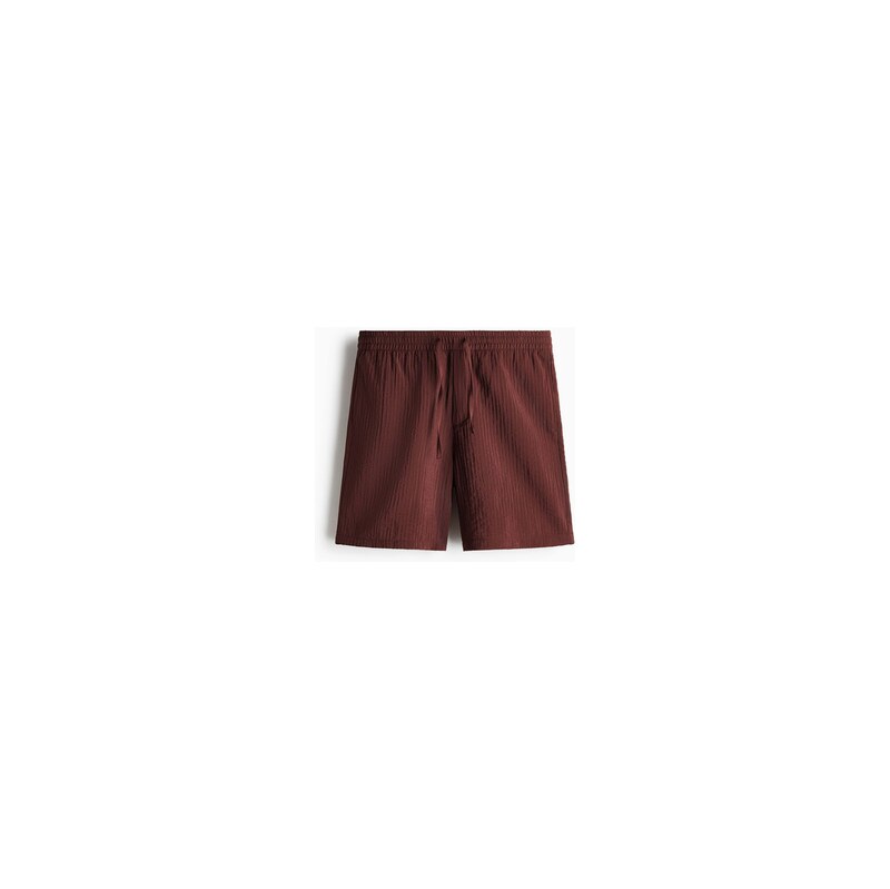 H&M - Šortkys texturou Relaxed Fit - Vínová