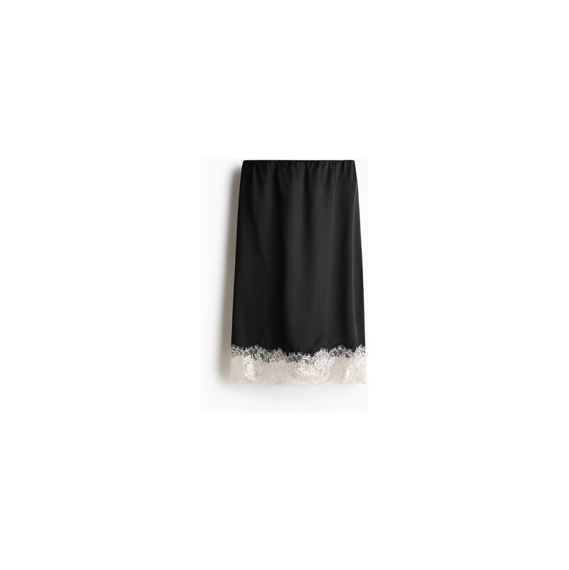 H&M - Sukně s krajkovým lemem - Černá
