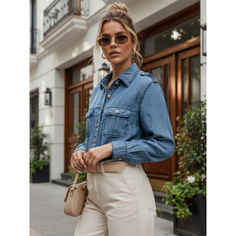 Koszula jeansowa damska z niebieska model 22277085 -