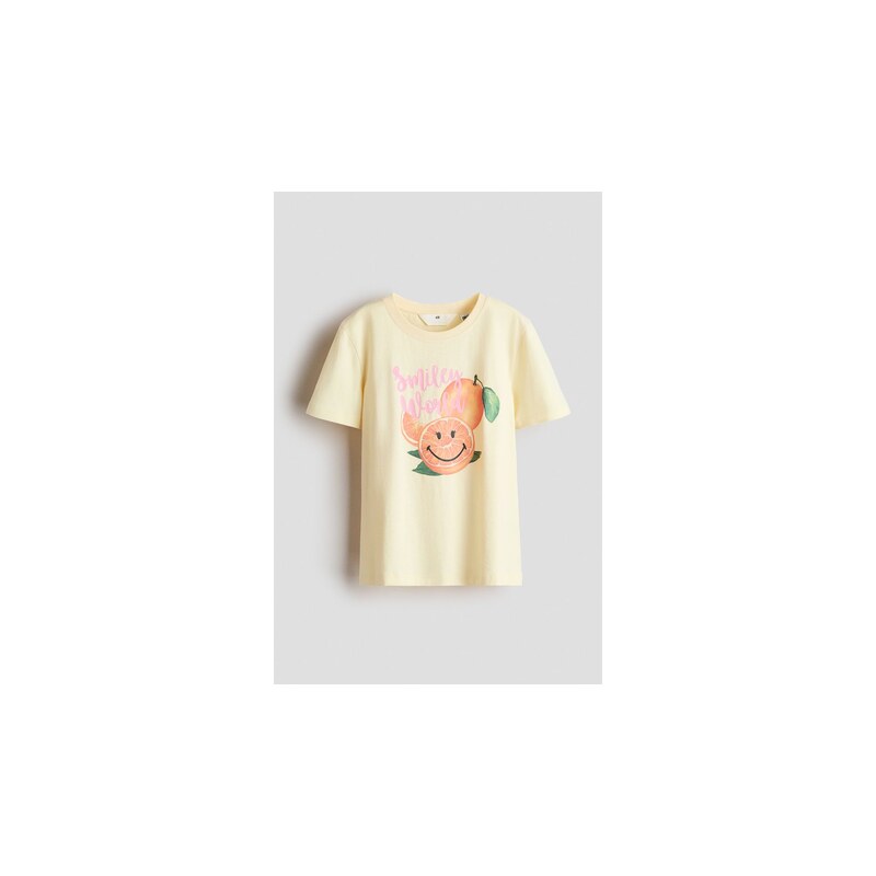 H&M - Bavlněné tričkos tištěným motivem - Žlutá/Smileyworld