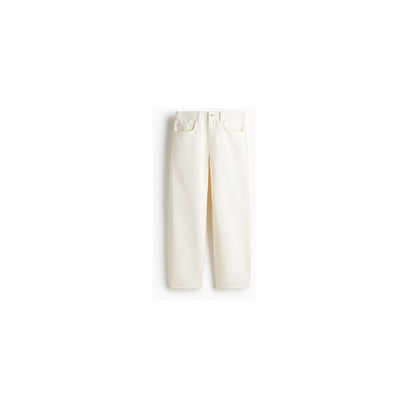 H&M - Barrel Leg Low Waist Ankle Jeans - Krémová