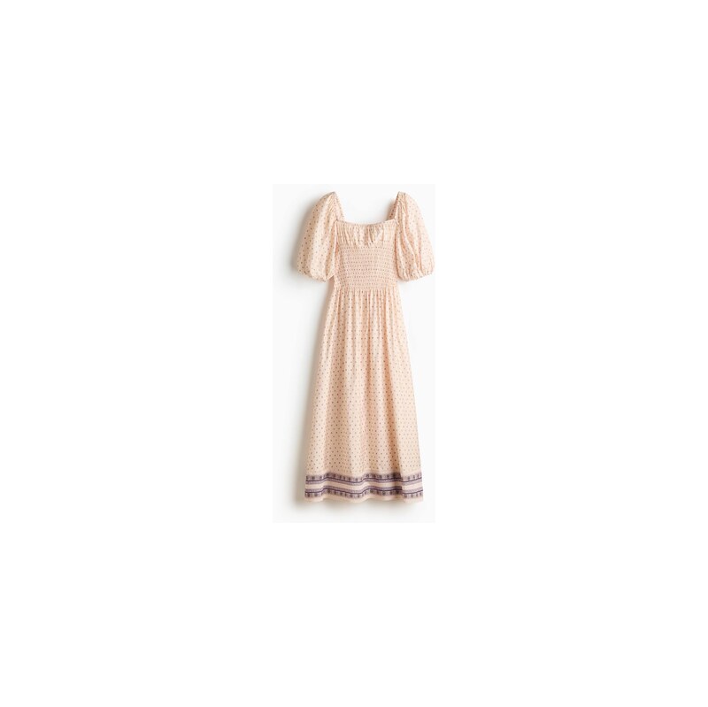 H&M - Šatys žabkováním v pase - Světle Béžová/Květy