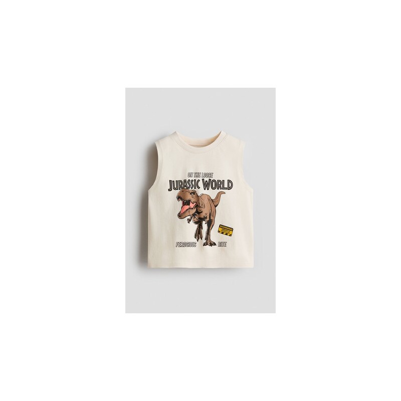 H&M - Bavlněné tílkos tištěným motivem - Světle Béžová/Jurassic