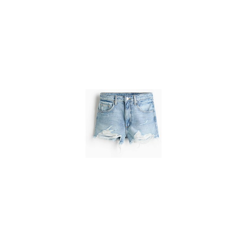 H&M - Džínové šortky obnošený vzhled - Světlý Denim Blue