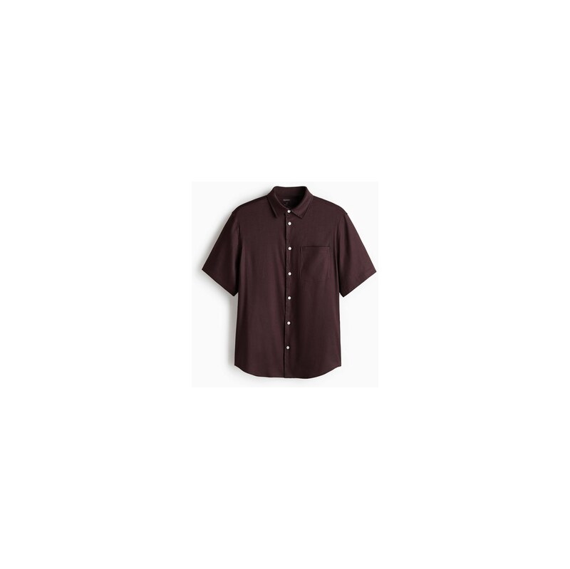 H&M - Košile z lněné směsi Easy-care Regular Fit - Tmavě Hnědá