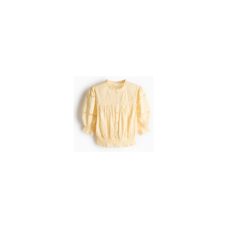 H&M - Bavlněná halenka sesámky - Světle Žlutá