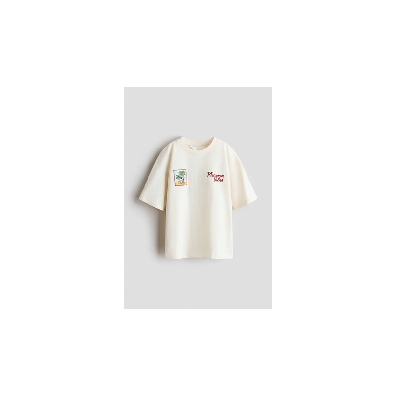 H&M - Tričkos potiskem Loose Fit - Krémová/Snoopy