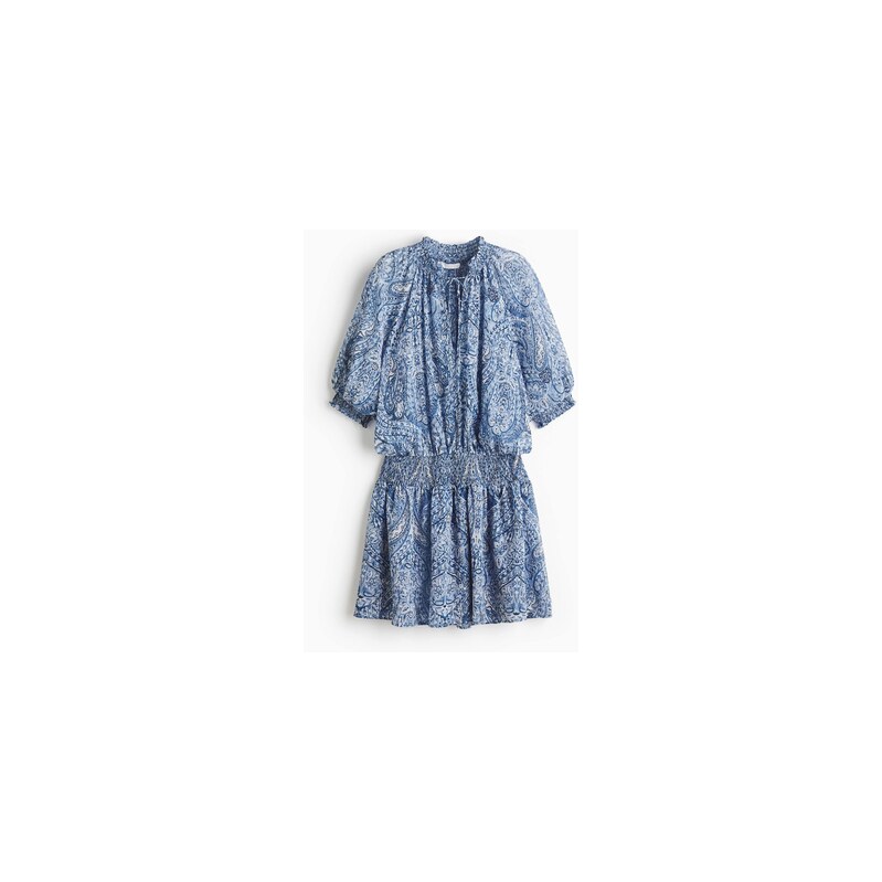 H&M - Oversized tunikové šaty - Modrá/Kašmírový Vzor