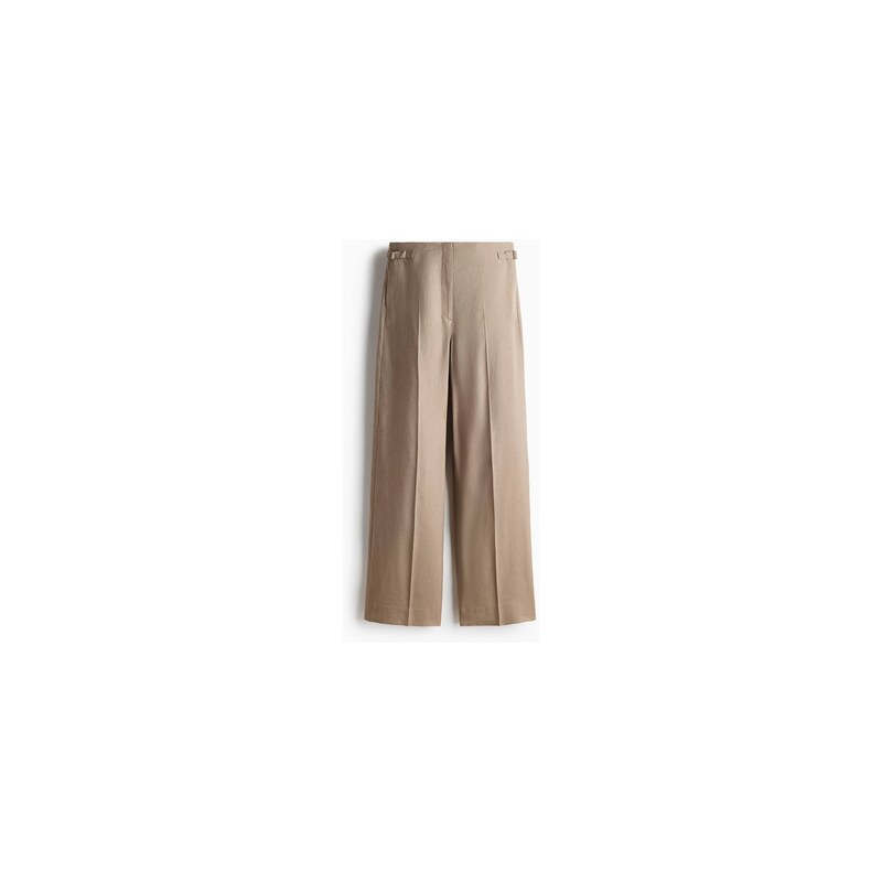 H&M - Elegantní kalhoty z lněné směsi - Tlumená Hnědošedá