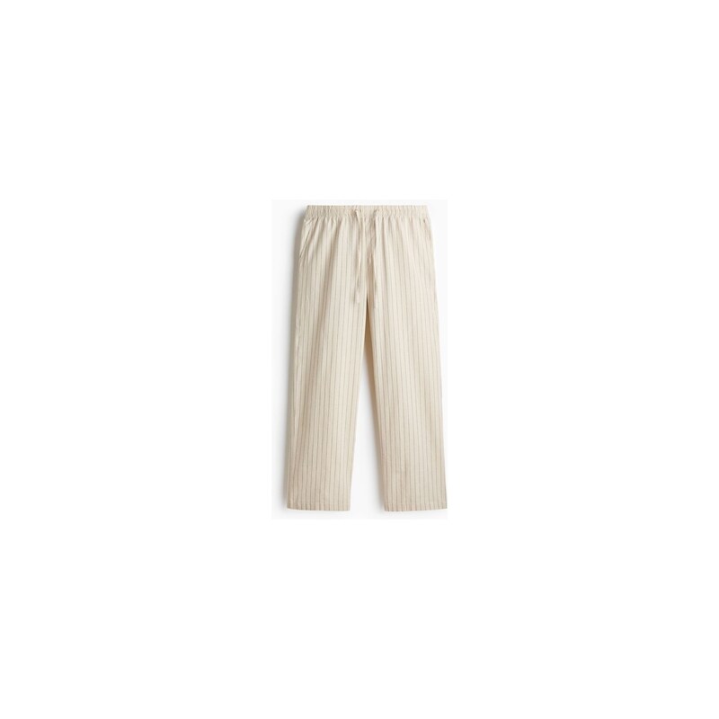 H&M - Kalhoty z lněné směsi Relaxed Fit - Béžová/Proužky