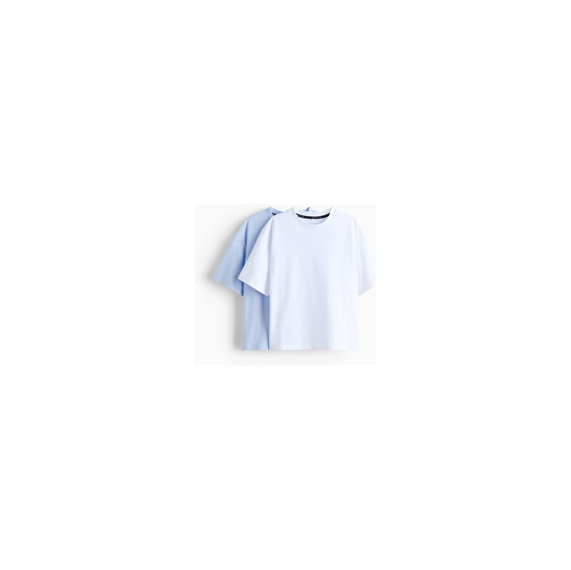 H&M - Tričko DryMove Relaxed Fit Boxy 2 kusy - Bleděmodrá/Bílá