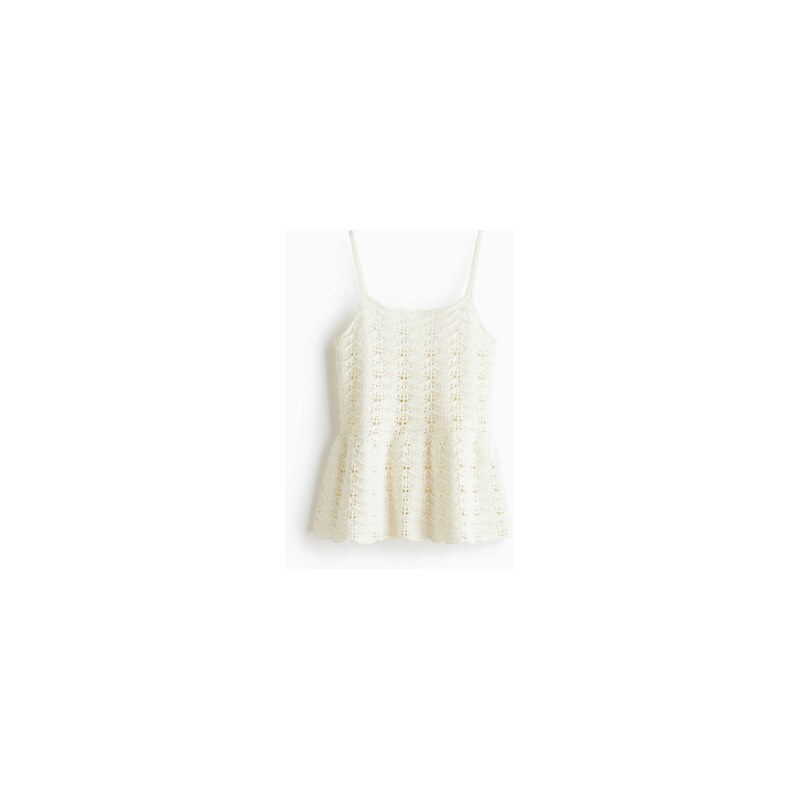 H&M - Top peplums efektem háčkování - Krémová