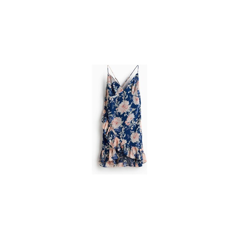 H&M - Šifonové šatys volány - Tmavomodrá/Květy