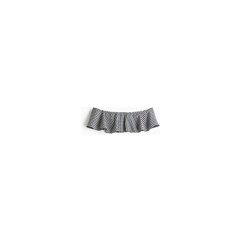 H&M - Bikinový top bandeau - Černá/Kostka Gingham