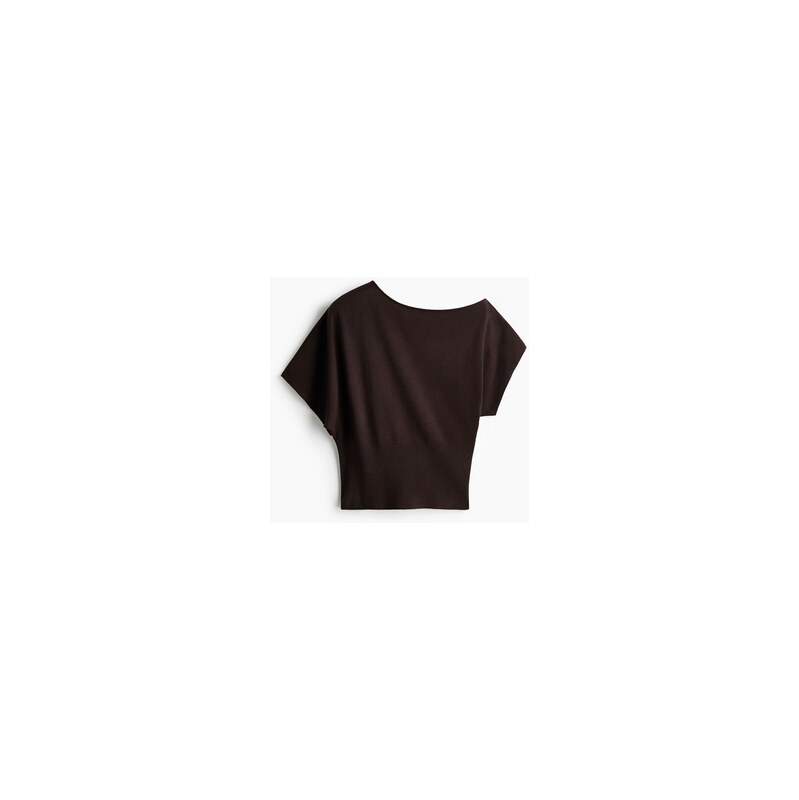 H&M - Top z jemného úpletu odhalující rameno - Tmavě Hnědá