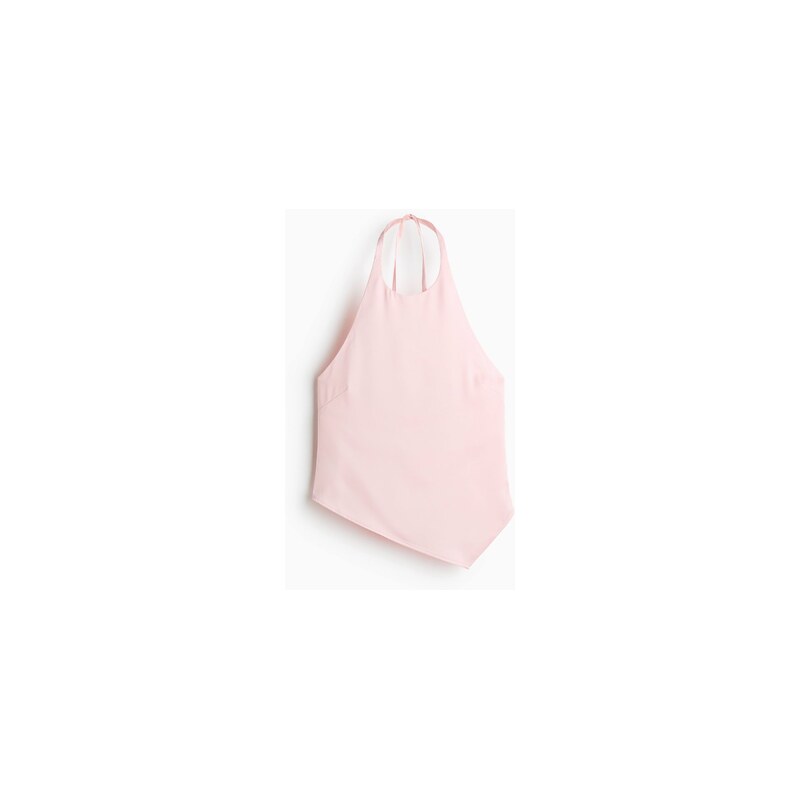 H&M - Asymetrický top halterneck - Světle Růžová