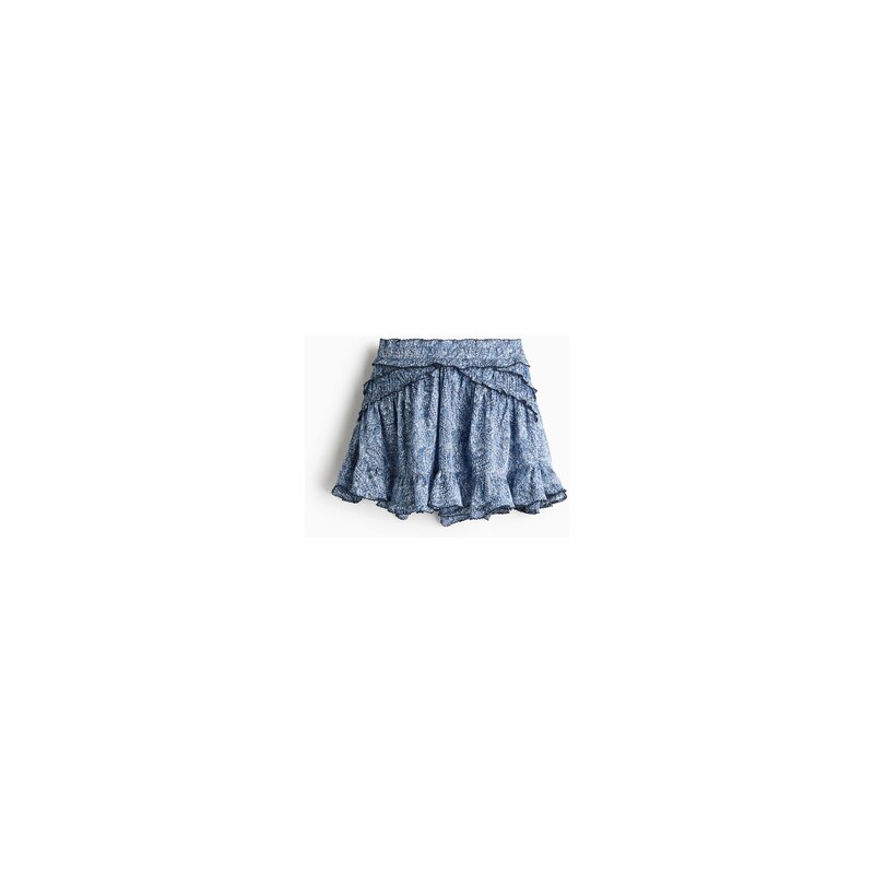 H&M - Volánková bavlněná sukně - Modrá/Kašmírový Vzor