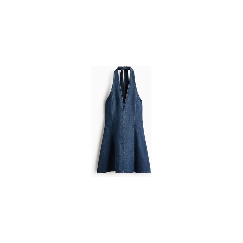 H&M - Džínové šaty halterneck - Denim Blue