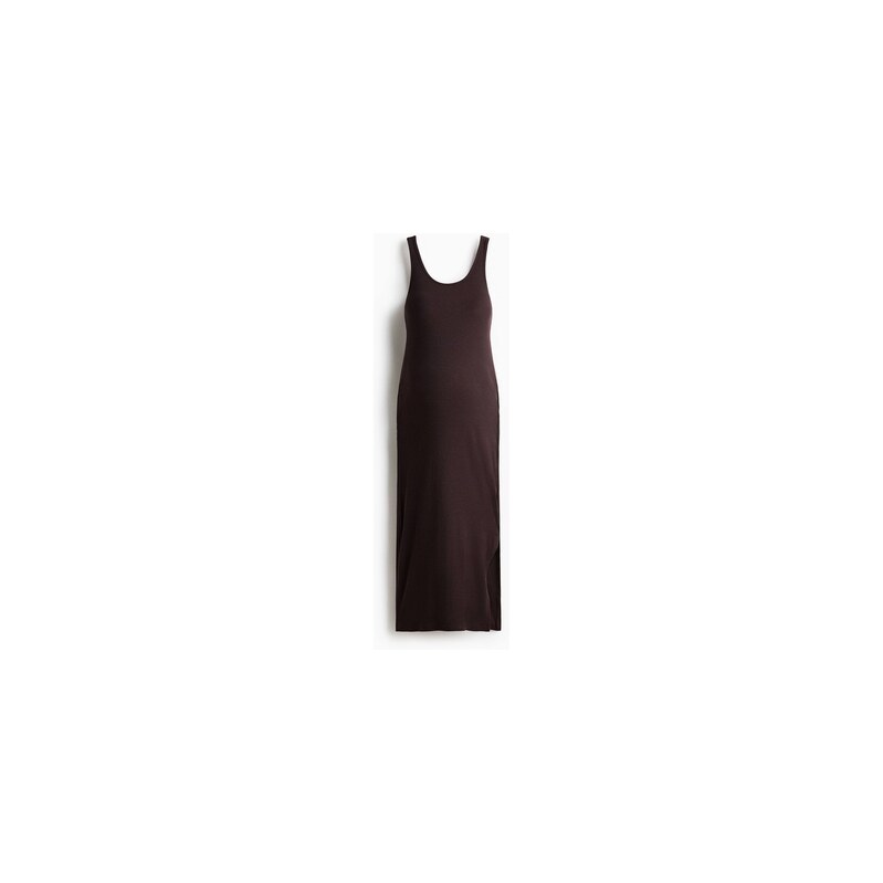 H&M - MAMA Žebrované žerzejové šaty - Tmavě Hnědá