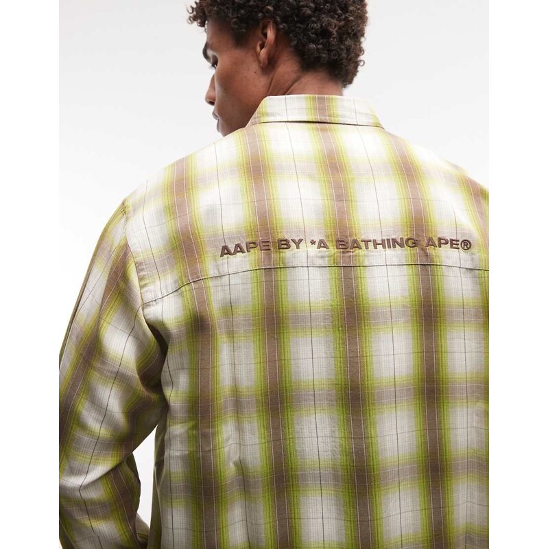Aape by A Bathing Ape long sleeve checked flannel shirt in green