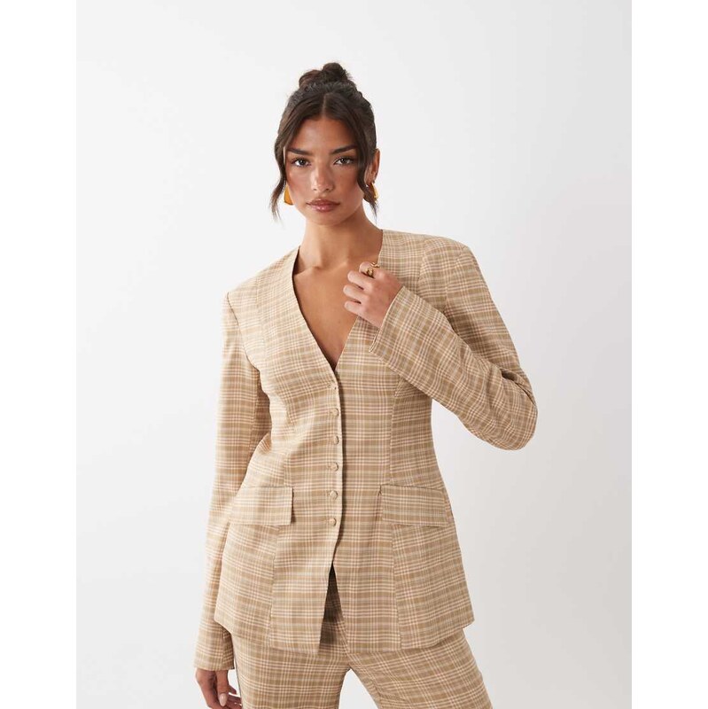 ASOS LUXE co-ord tailored check blazer-Multi