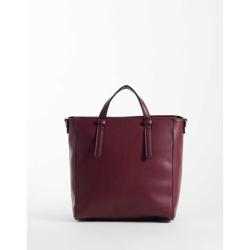 ASOS DESIGN backpack tote bag in burgundy-Red