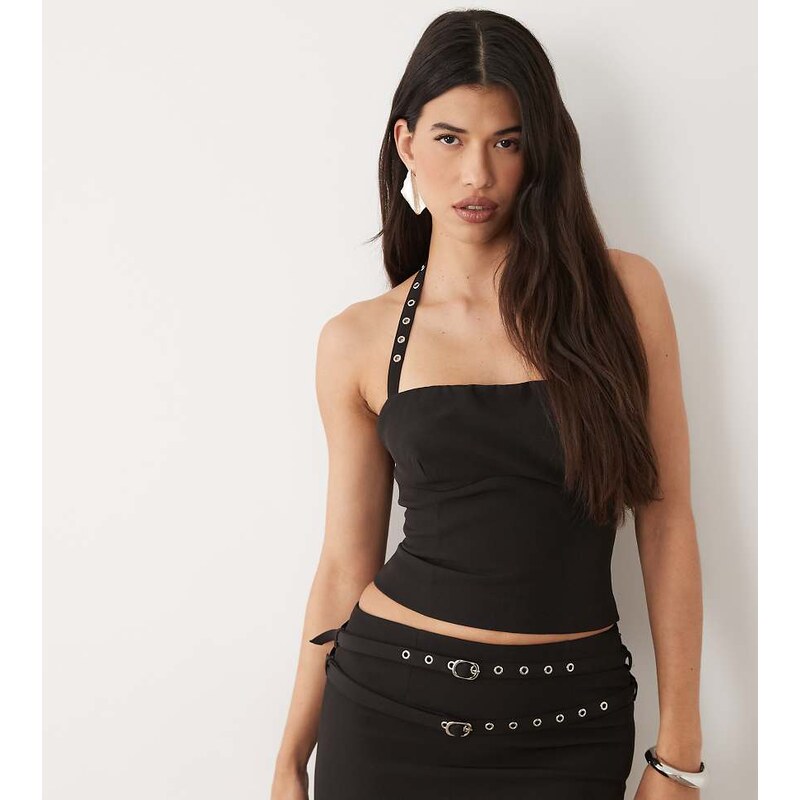 Kaiia exclusive 90s eyelet buckle detail halterneck top co-ord