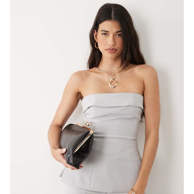 Kaiia exclusive tailored foldover waist split side top co-ord in