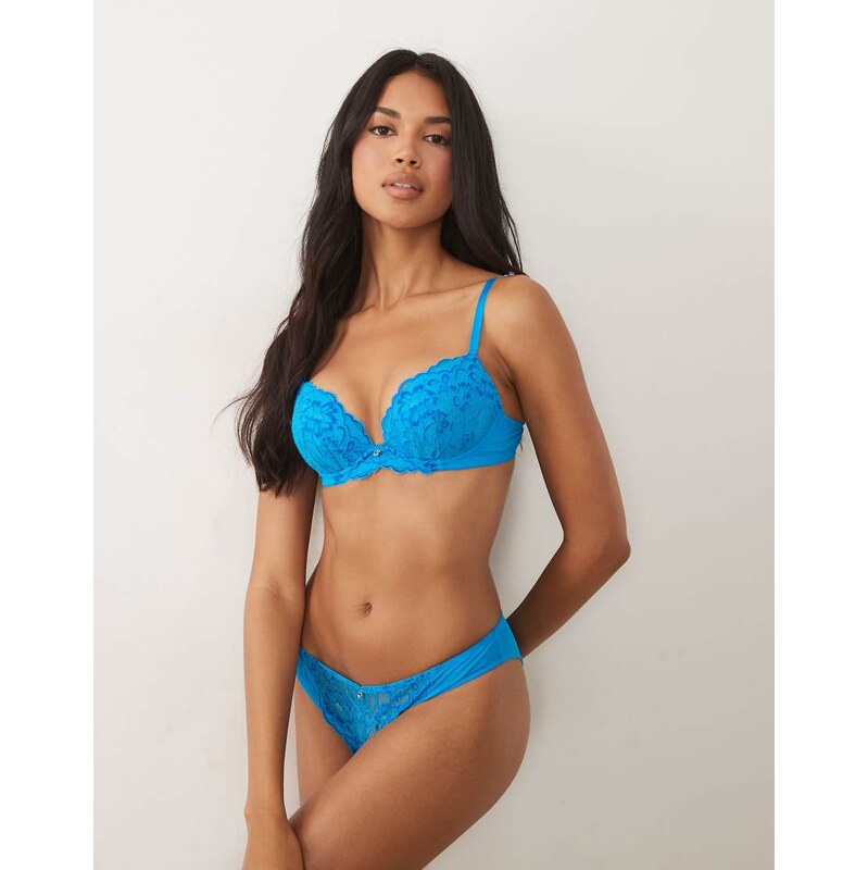 Ann Summers Sexy Lace padded plunge bra in bright blue
