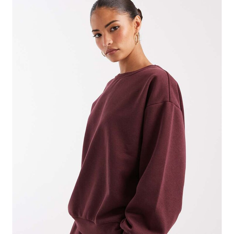 Vero Moda Petite oversized slouchy sweatshirt co-ord in burgundy