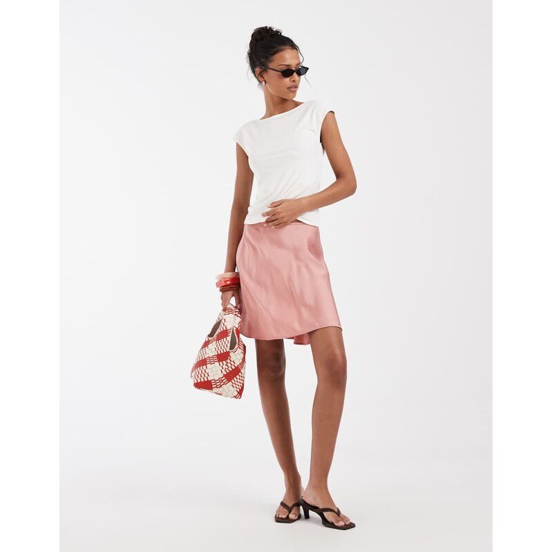 & Other Stories bias cut viscose mini skirt in pink