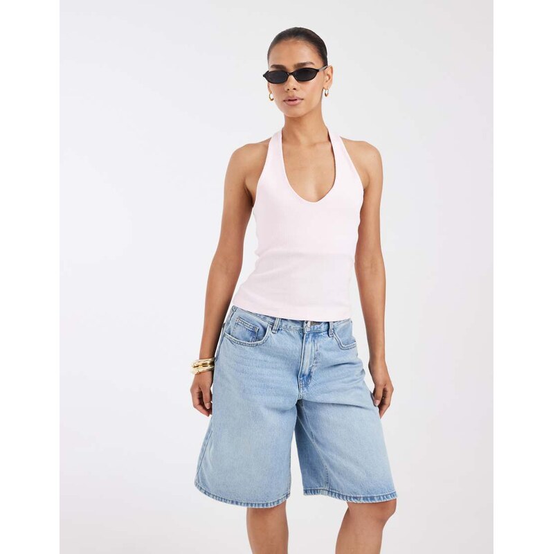 JJXX halter neck top in light pink