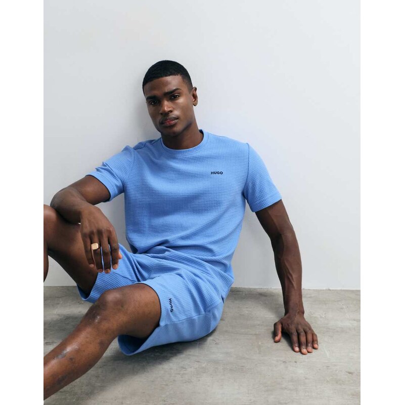 HUGO Red Austin lounge wear co-ord waffle t-shirt in white
