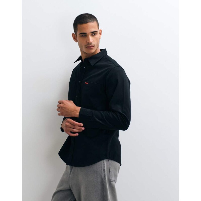 HUGO Red Edmund zip through overshirt in black