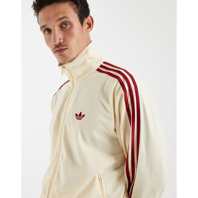 adidas Originals Firebird track top in warm vanilla / team