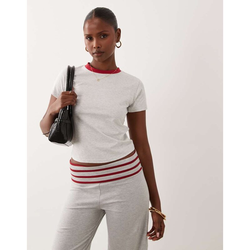 Lioness Clubhouse cotton red contrast trim baby tee co-ord in