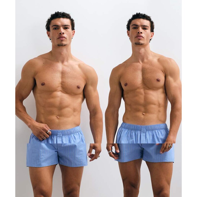 ARKET pure cotton 2 pack shorts in blue stripe