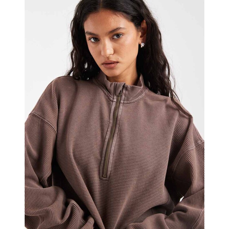 Free People Celeste quarter zip in mochachino-Brown