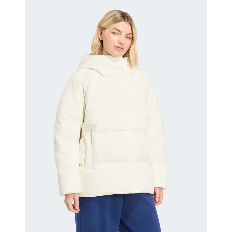 adidas performance Helionic down puffer hooded jacket in off